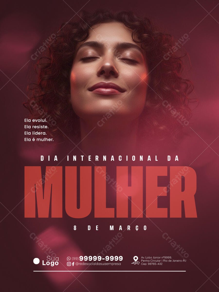 Flyer Dia Internacional da Mulher 8 de Março PSD Editável