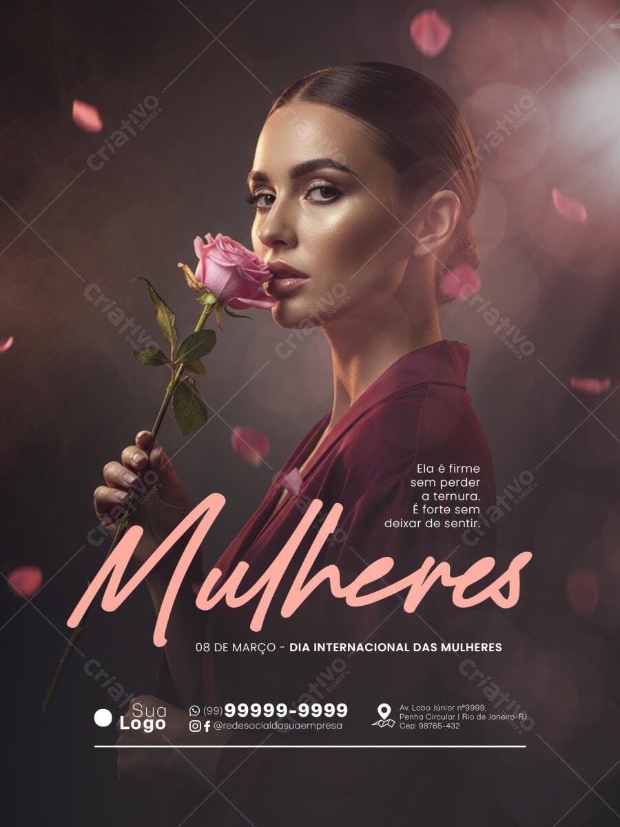 Flyer Dia Internacional da Mulher 8 de Março PSD Editável