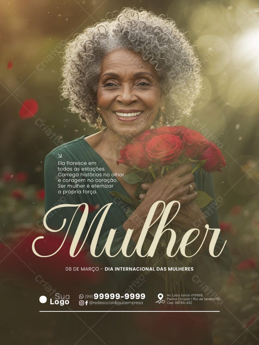 Post Instagram Dia Internacional da Mulher 8 de Março PSD Editável