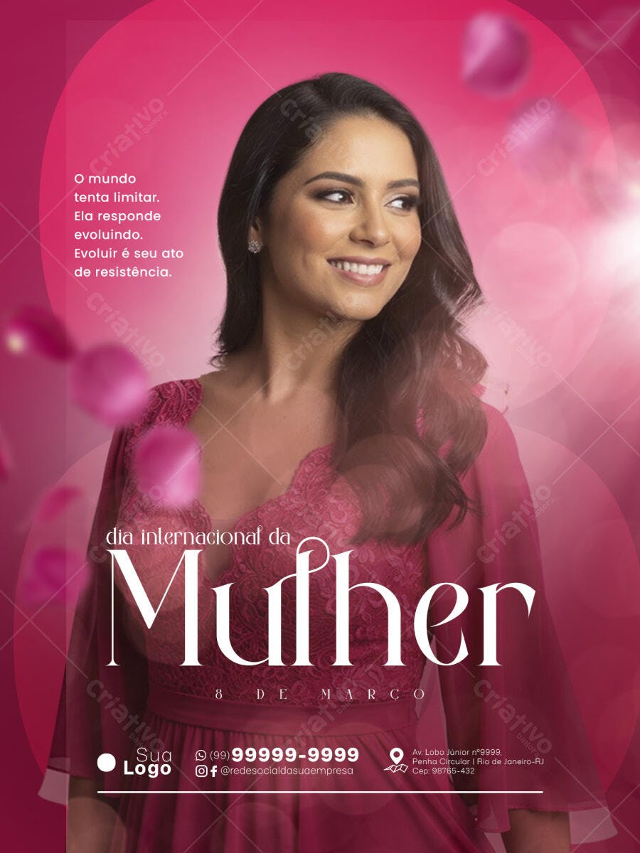 Flyer Dia Internacional da Mulher 8 de Março PSD Editável