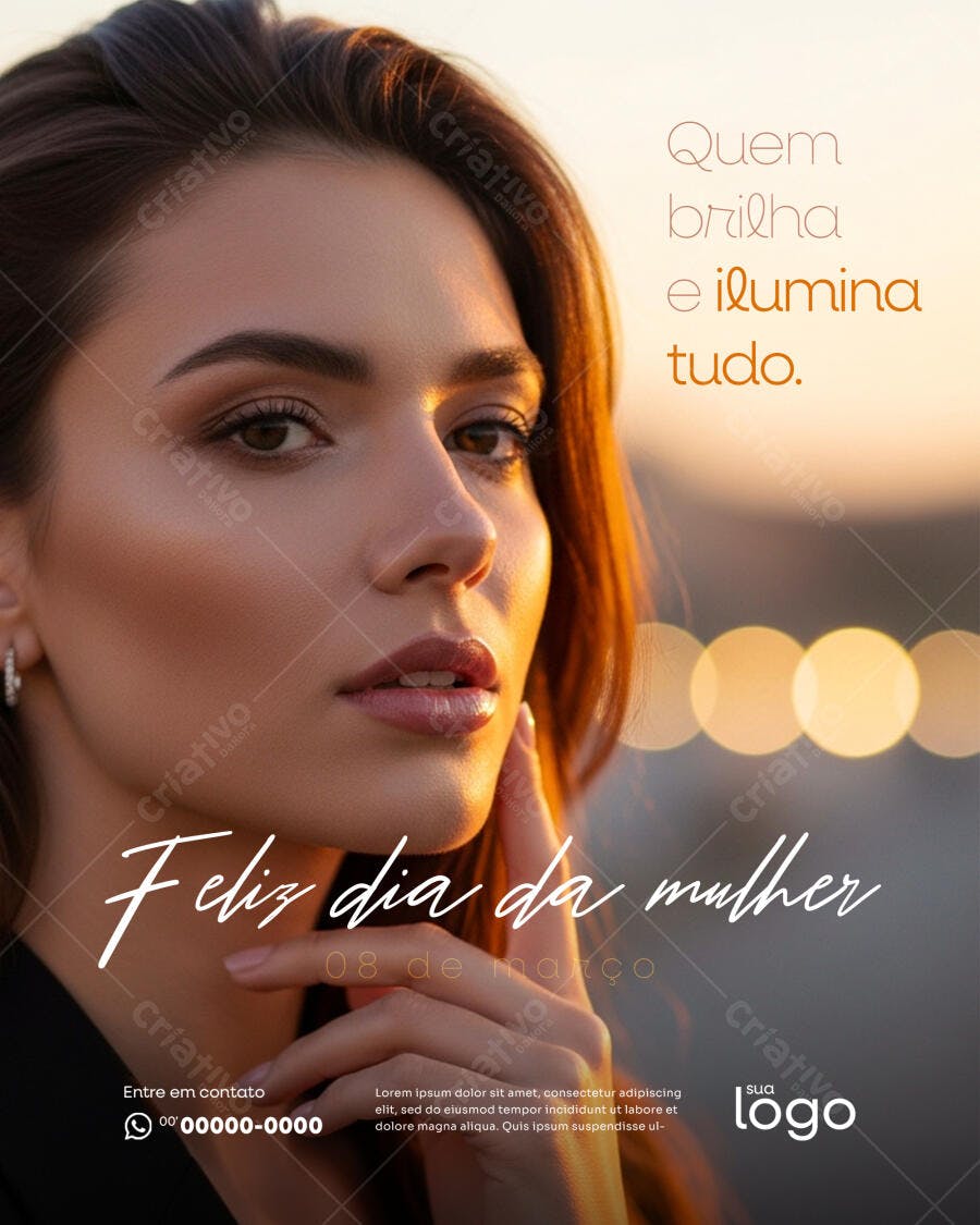 Post Instagram Dia da Mulher 8 de Março Salão Beleza PSD Editável