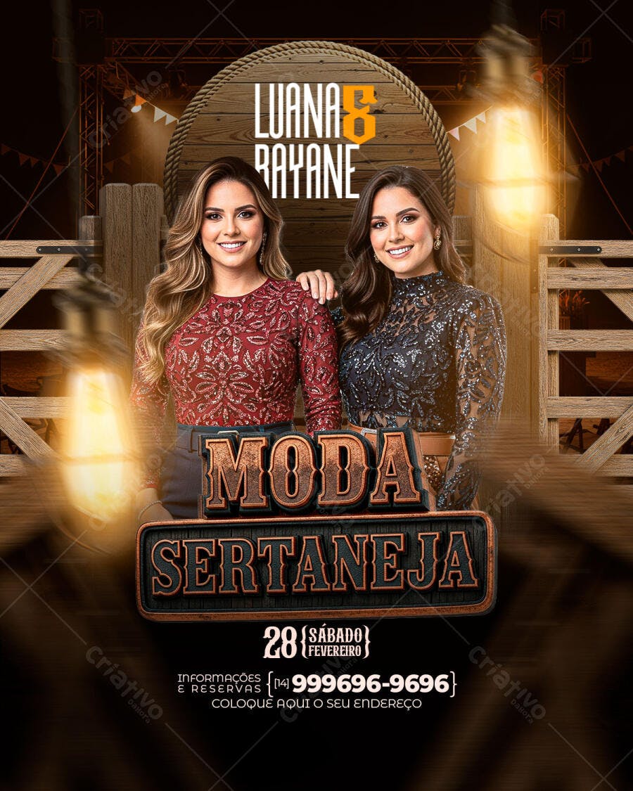 Flyer Moda Sertaneja Show Luana e Rayane PSD Editável
