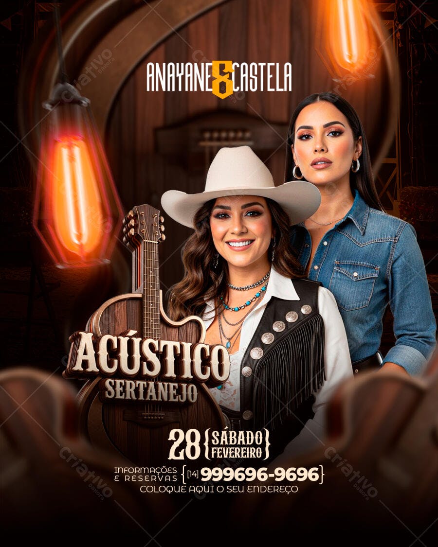 Flyer Acústico Sertanejo Show Musical PSD Editável