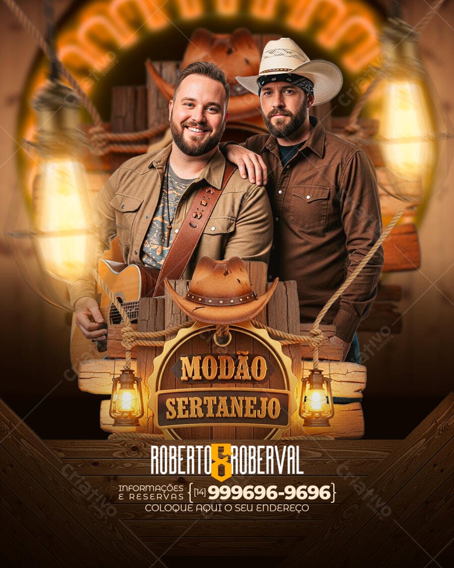 Flyer Modão Sertanejo Show Evento PSD Editável