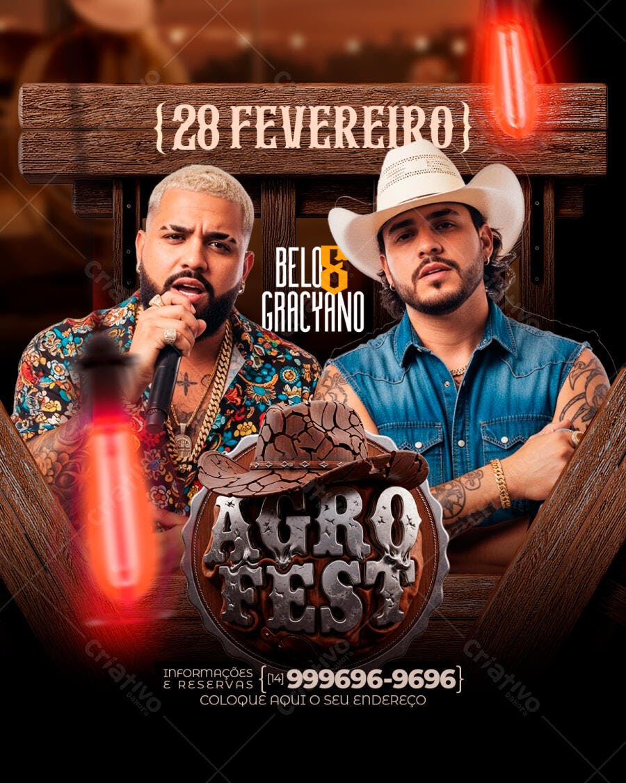 Flyer Agro Fest Sertanejo 28 Fevereiro PSD Editável