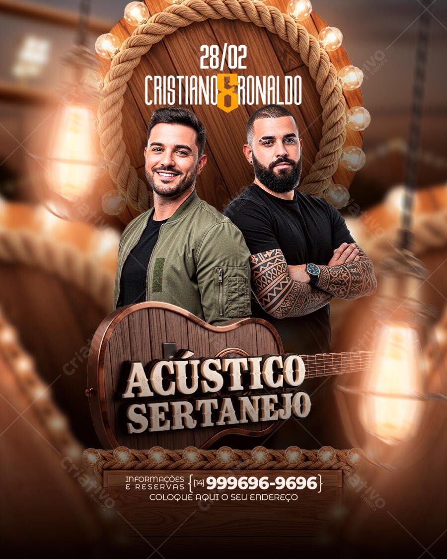 Flyer Acústico Sertanejo Evento Musical PSD Editável