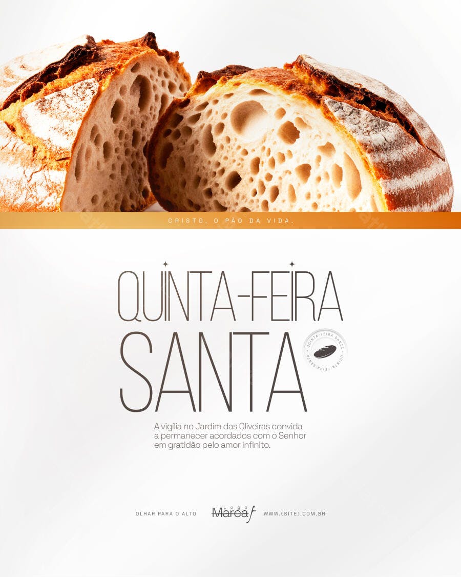 Post Quinta-Feira Santa Páscoa Pão PSD Editável