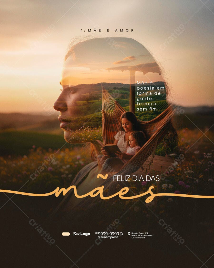 Post Instagram Dia das Mães Amor Família PSD Editável