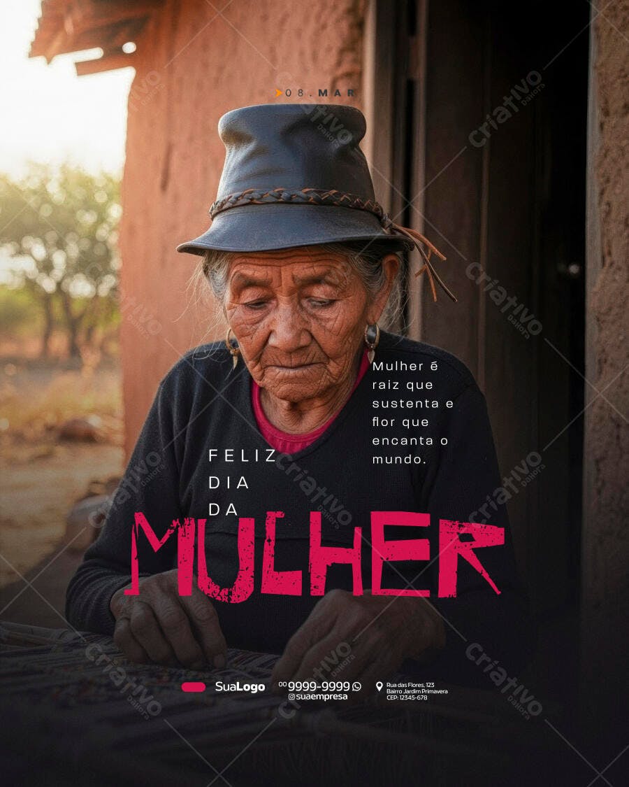 Post Instagram Dia Internacional da Mulher 8 de Março PSD Editável