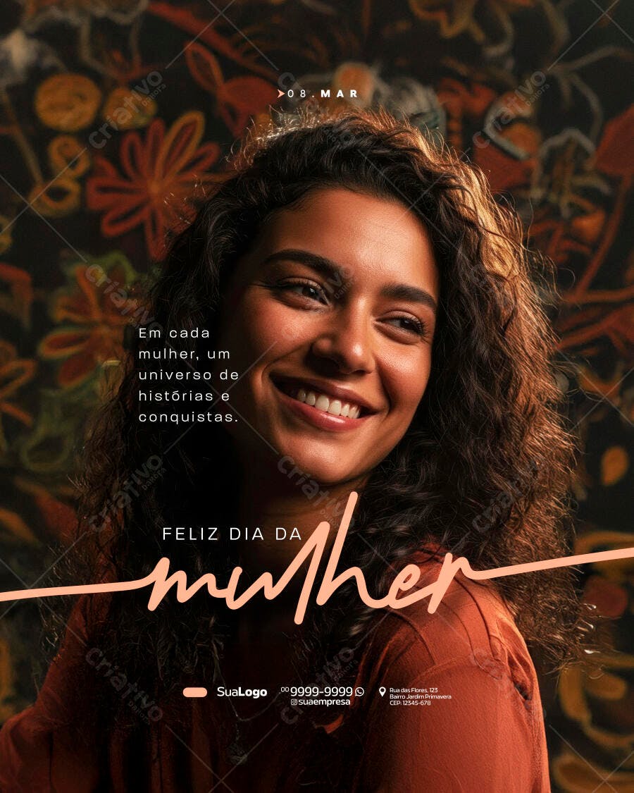 Post Instagram Dia Internacional da Mulher 8 de Março PSD Editável