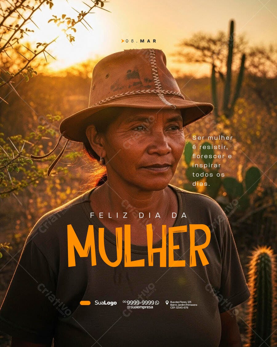 Post Instagram Dia Internacional da Mulher 8 de Março PSD Editável