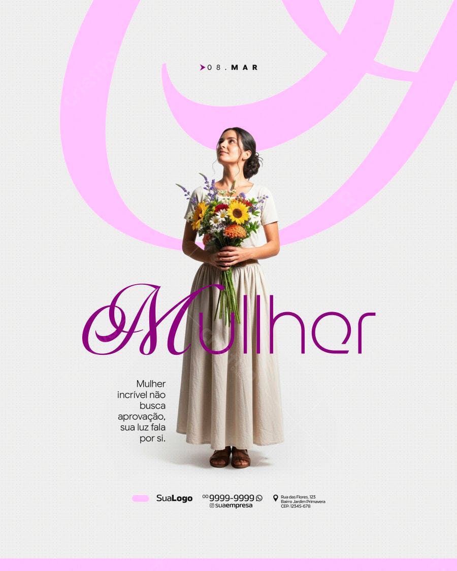 Post Instagram Dia da Mulher 8 de Março PSD Editável