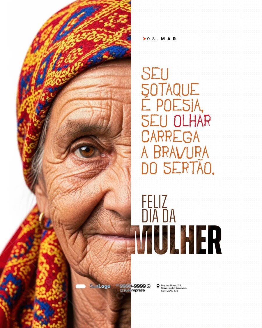 Post Dia Internacional da Mulher 8 de Março PSD Editável
