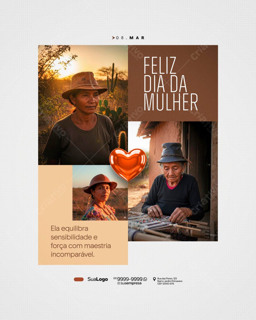Post Dia Internacional da Mulher 8 de Março PSD Editável