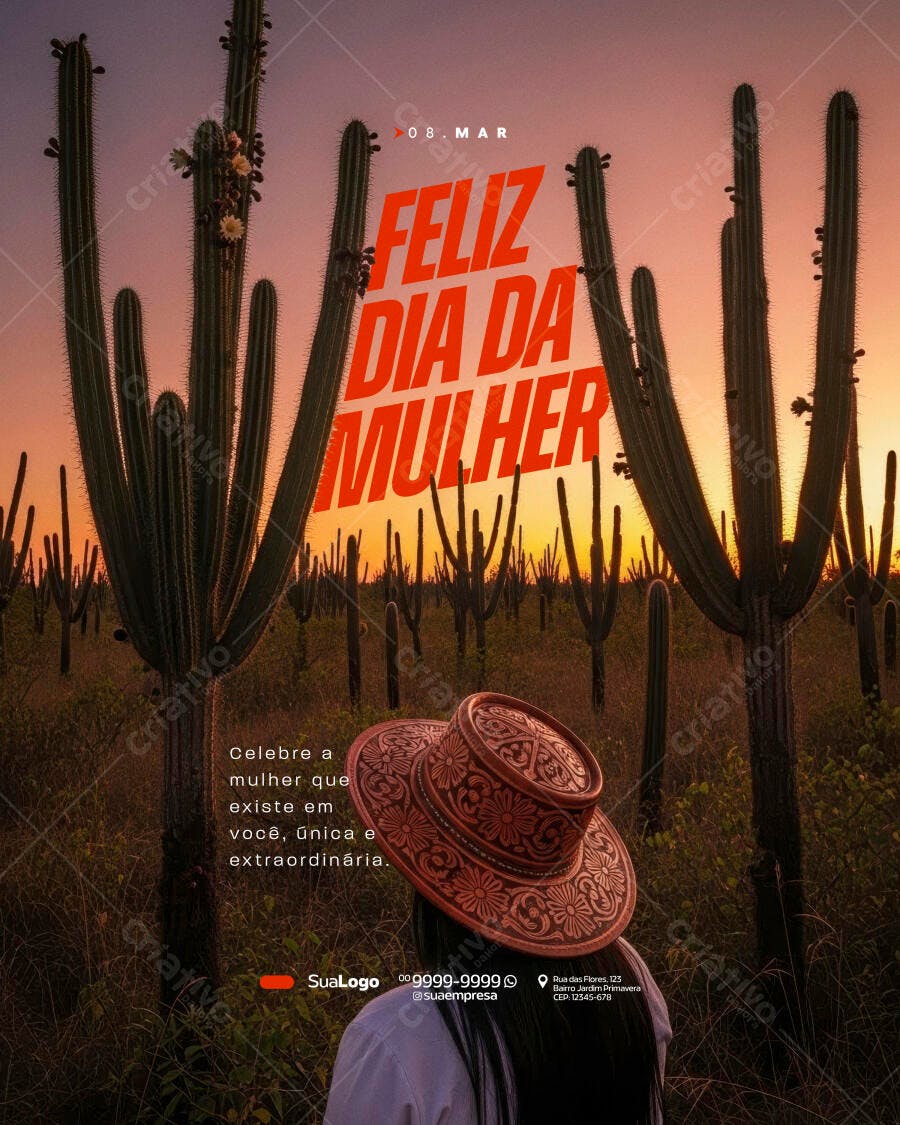 Post Instagram Dia da Mulher 8 de Março PSD Editável