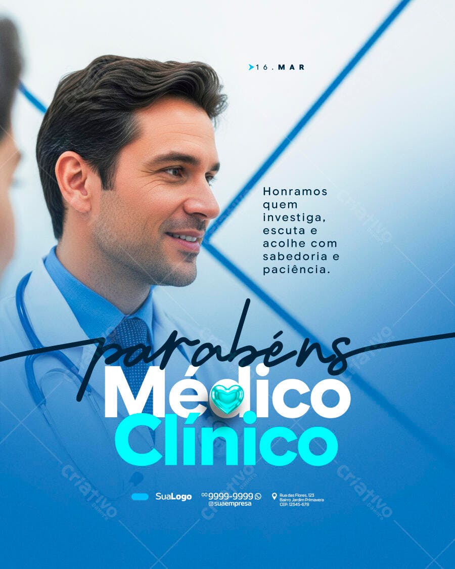 Post Instagram Dia do Médico Clínico PSD Editável