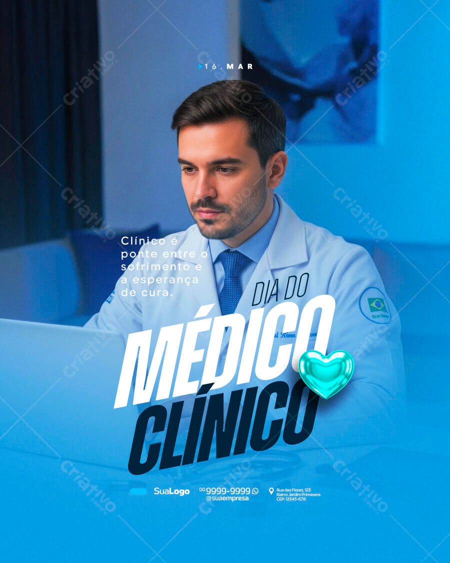 Post Instagram Dia do Médico Clínico PSD Editável