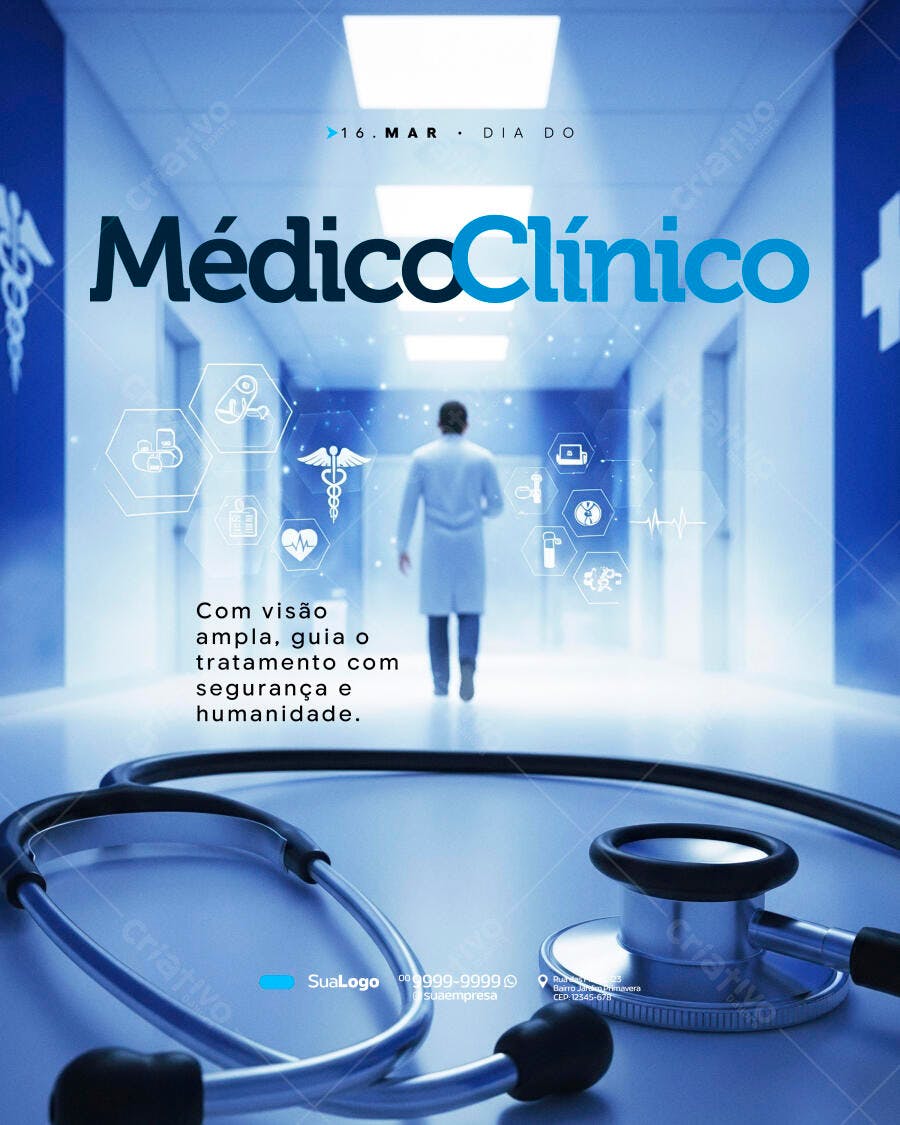 Flyer Dia do Médico Clínico Geral PSD Editável