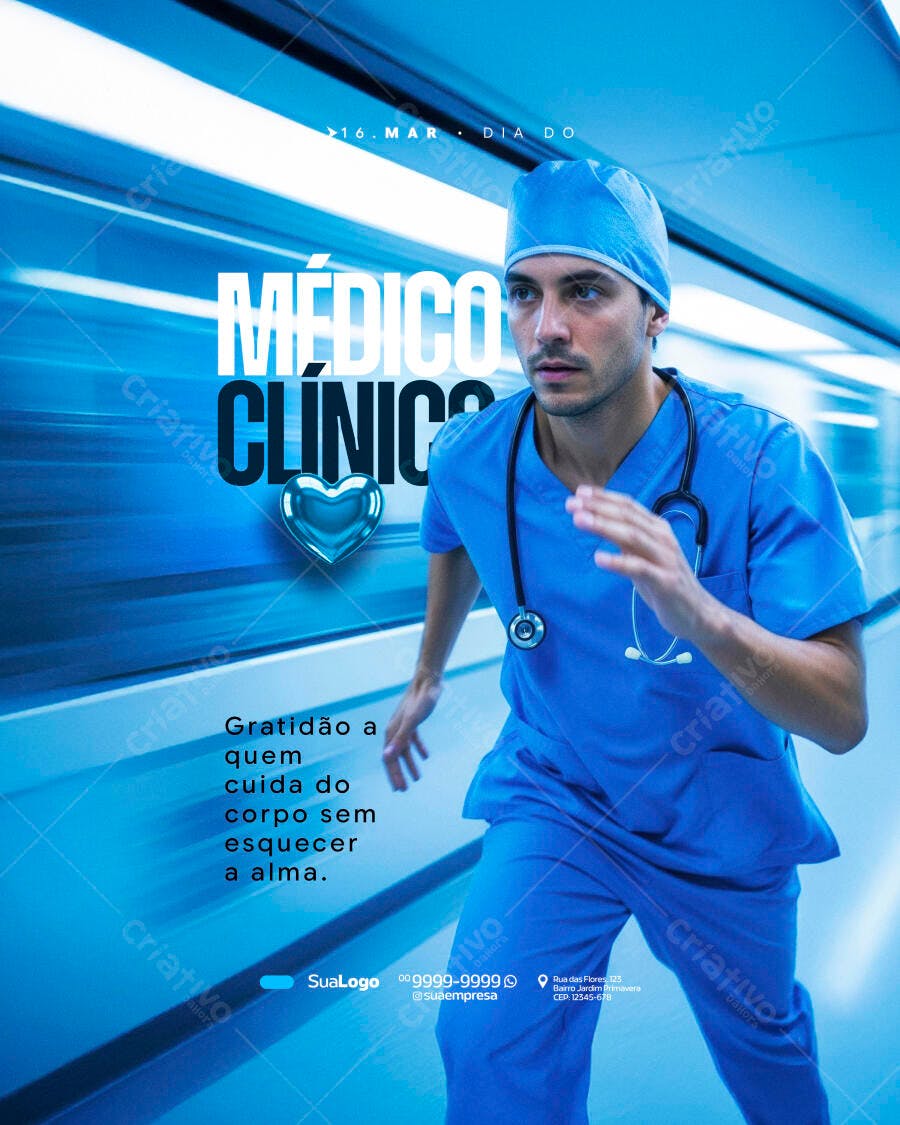 Post Instagram Dia do Médico Clínico PSD Editável