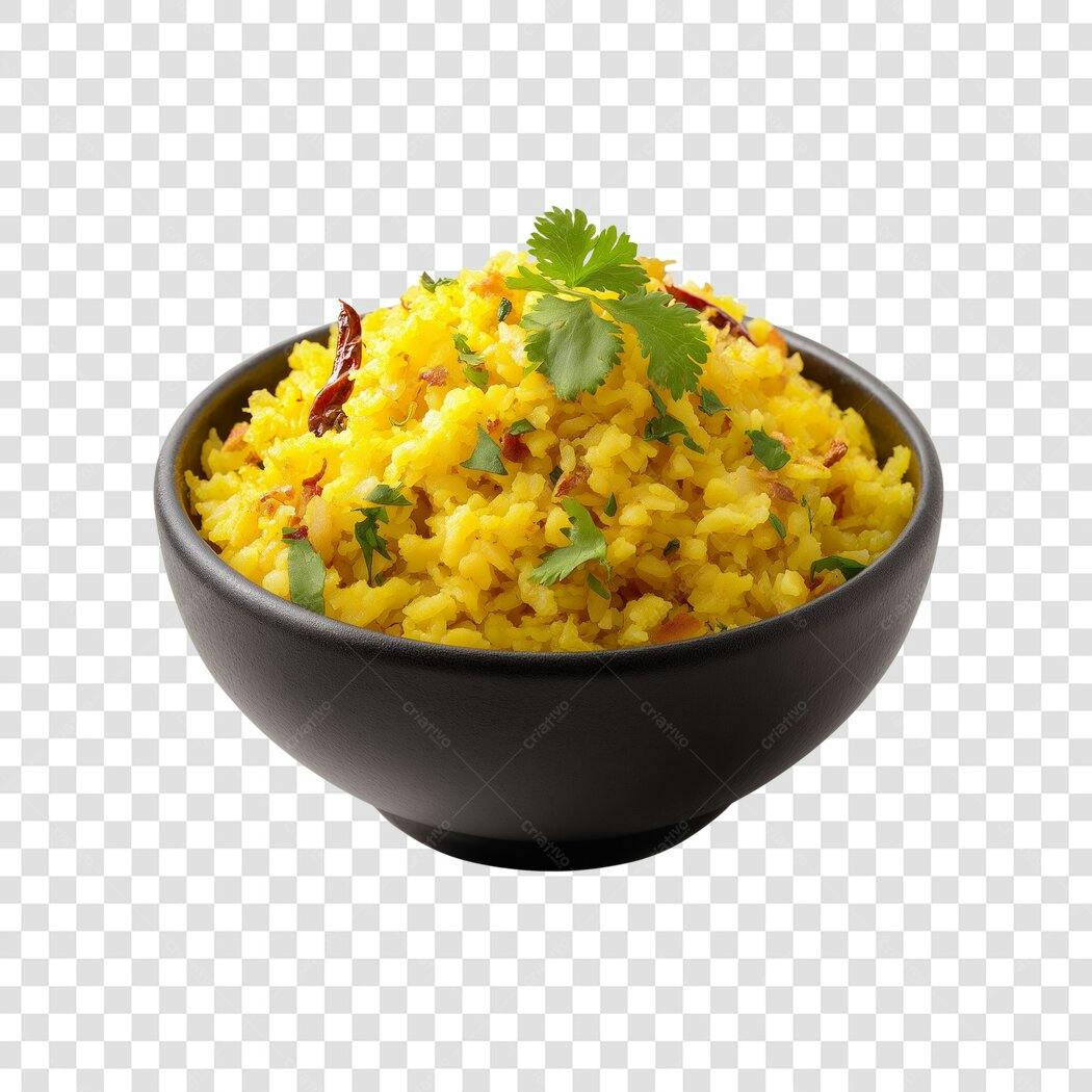 Foto Recortada Poha Indiano Culinária Asiática PNG Fundo Transparente