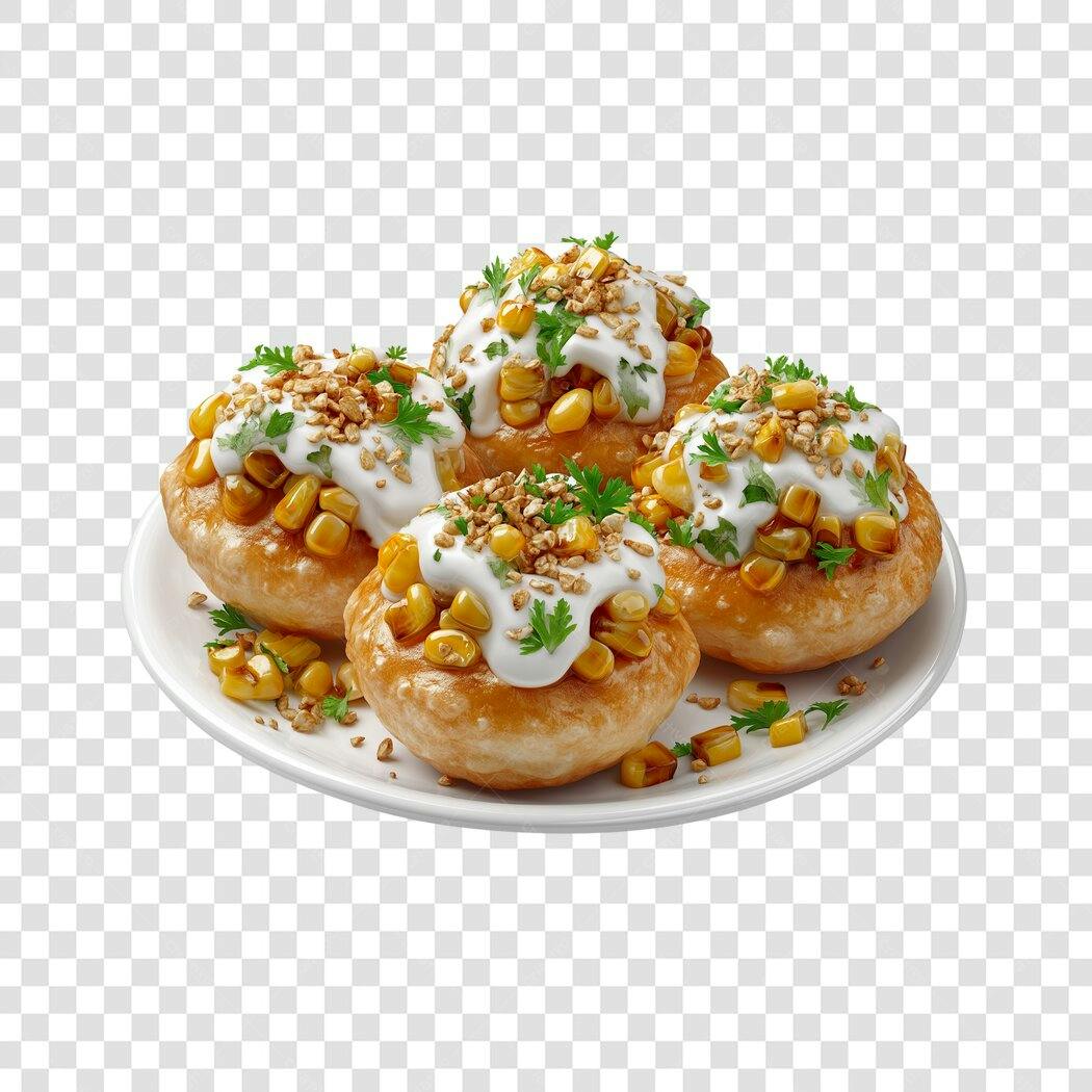 Foto Recortada Mini Pizza Milho Cheddar PNG Fundo Transparente