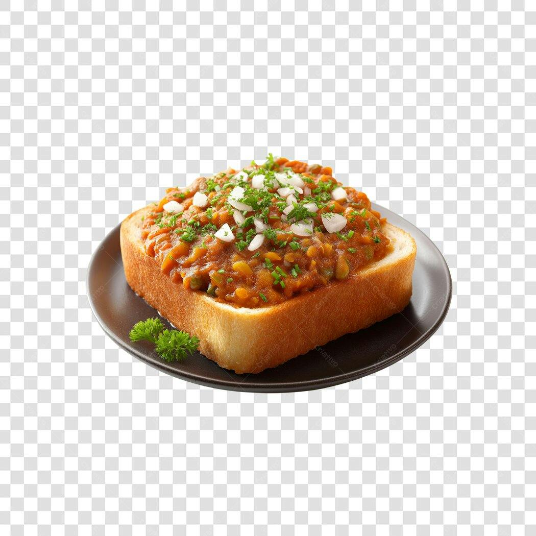 Foto Recortada Torrada com Molho e Cebolinha PNG Fundo Transparente