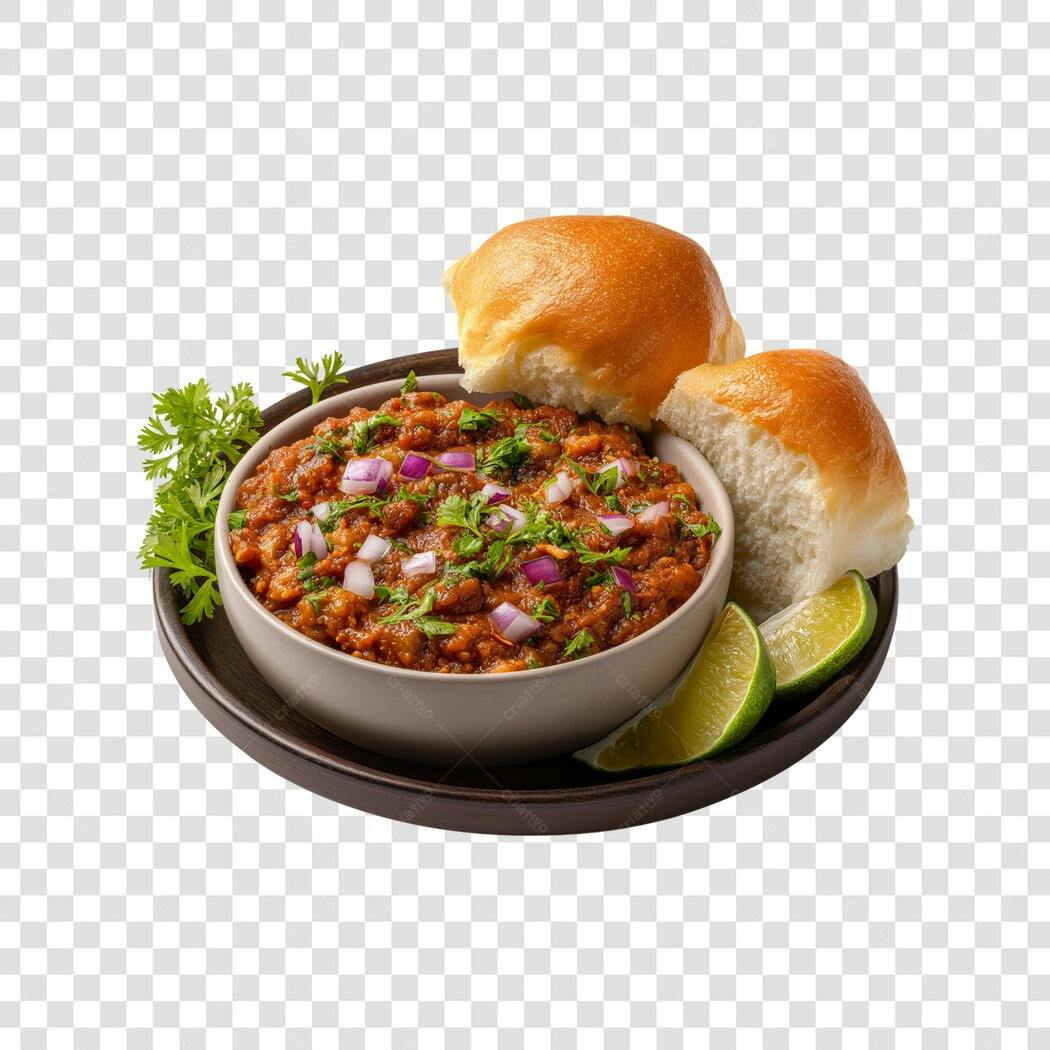 Foto Recortada Pav Bhaji Pão Indiano PNG Fundo Transparente