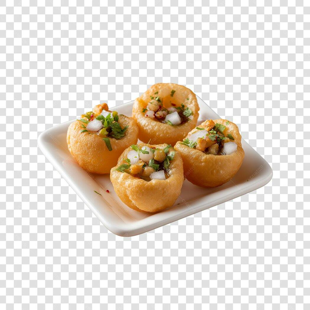 Foto Recortada Salgadinhos Indianos Pani Puri PNG Fundo Transparente