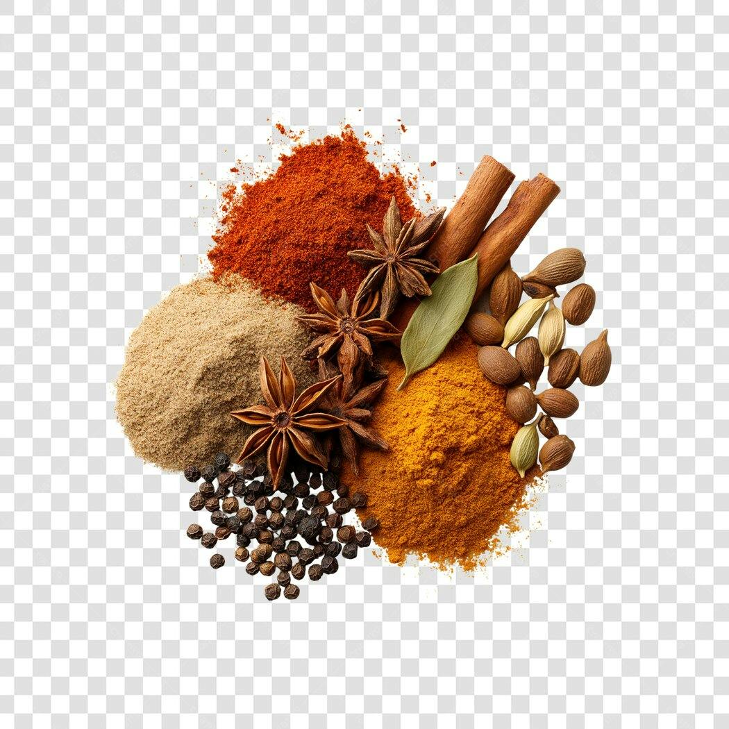 Foto Recortada Especiarias Culinárias Temperos PNG Fundo Transparente