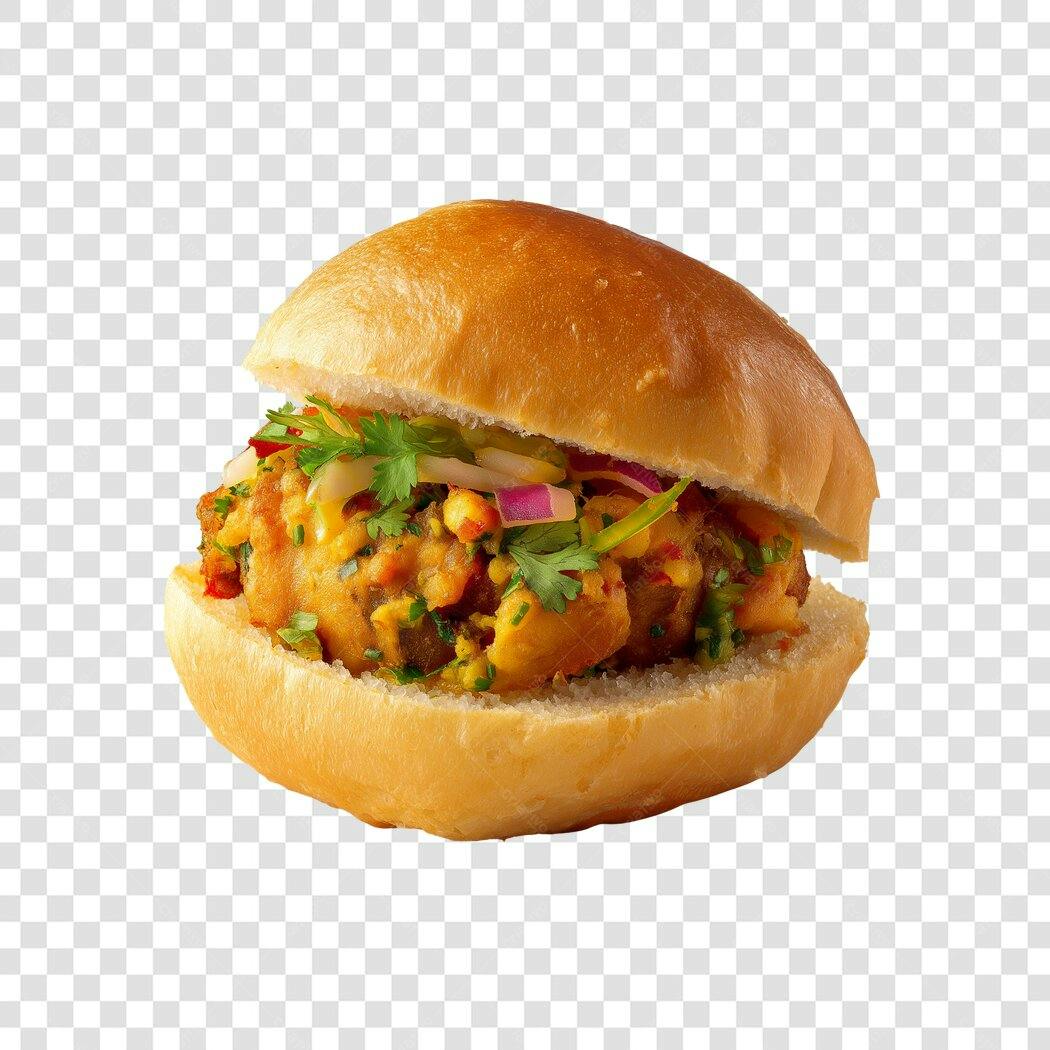Foto Recortada Hambúrguer Vegano Colorido PNG Fundo Transparente