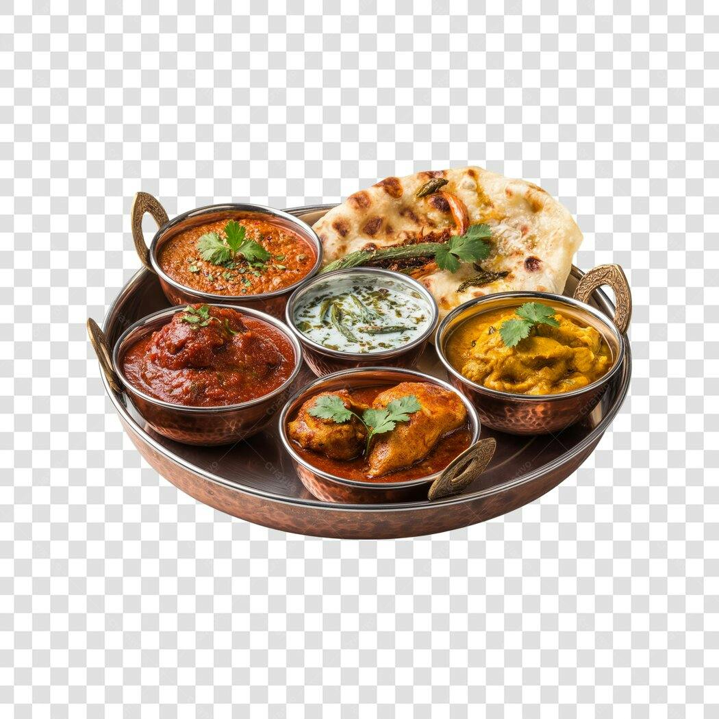 Foto Recortada Comida Indiana Prato Típico PNG Fundo Transparente