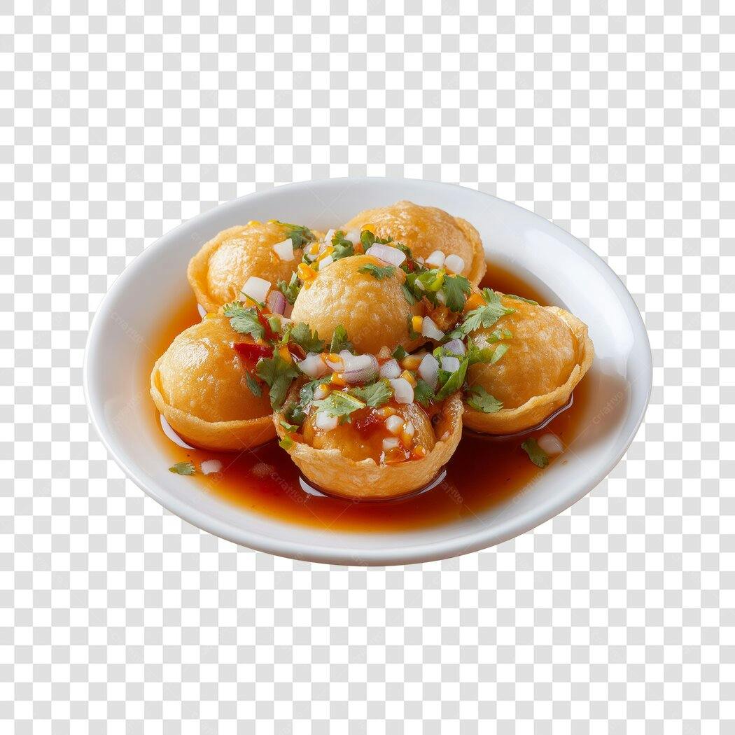 Foto Recortada Comida Indiana Pani Puri PNG Fundo Transparente
