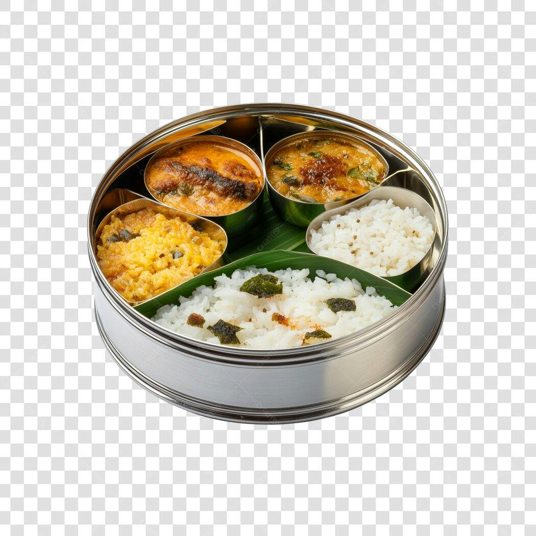 Foto Recortada Marmita Indiana Tiffin Box PNG Fundo Transparente
