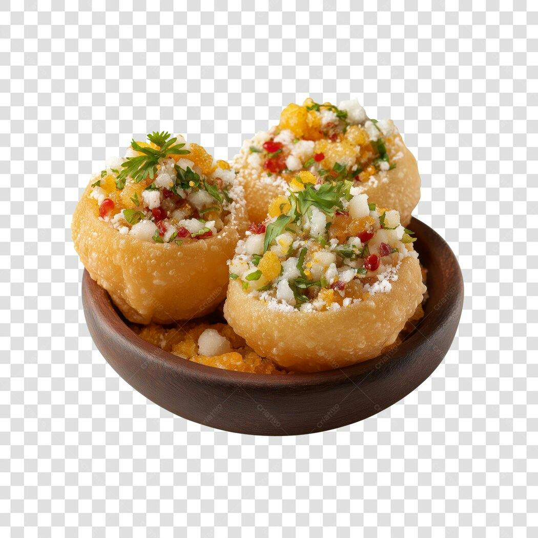Foto Recortada Comida Indiana Pani Puri PNG Fundo Transparente