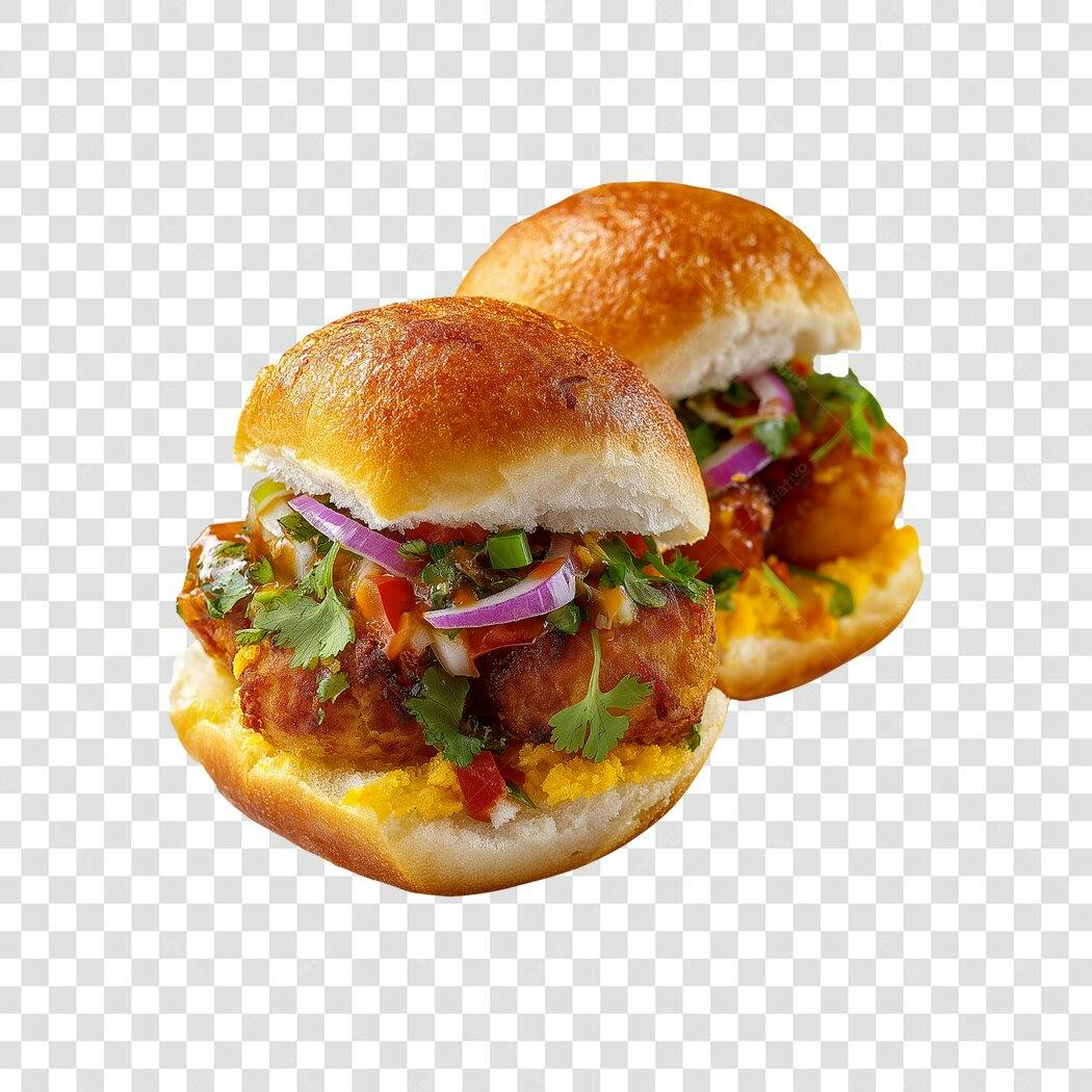 Foto Recortada Mini Hambúrguer Gourmet Lanchonete PNG Fundo Transparente