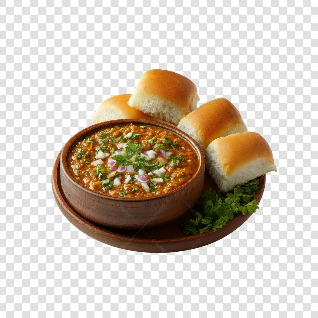 Foto Recortada Pav Bhaji Pão Indiano PNG Fundo Transparente