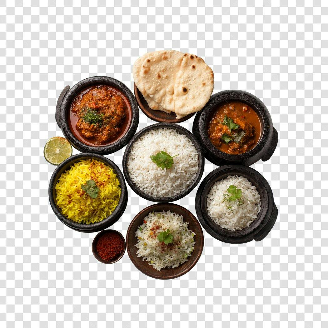 Foto Recortada Comida Indiana Pratos Típicos PNG Fundo Transparente