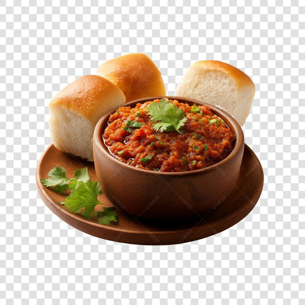 Foto Recortada Comida Indiana Pão e Molho PNG Fundo Transparente