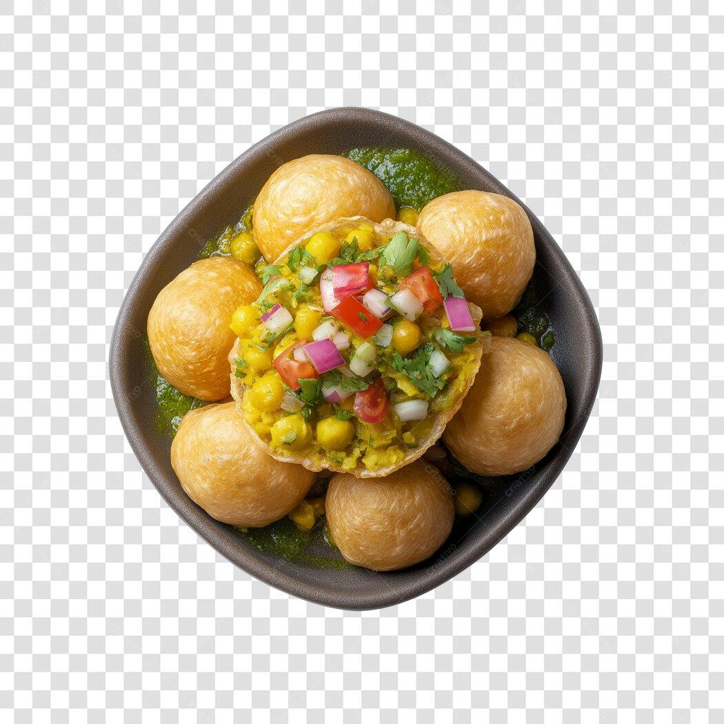 Foto Recortada Comida Indiana Dahi Puri PNG Fundo Transparente