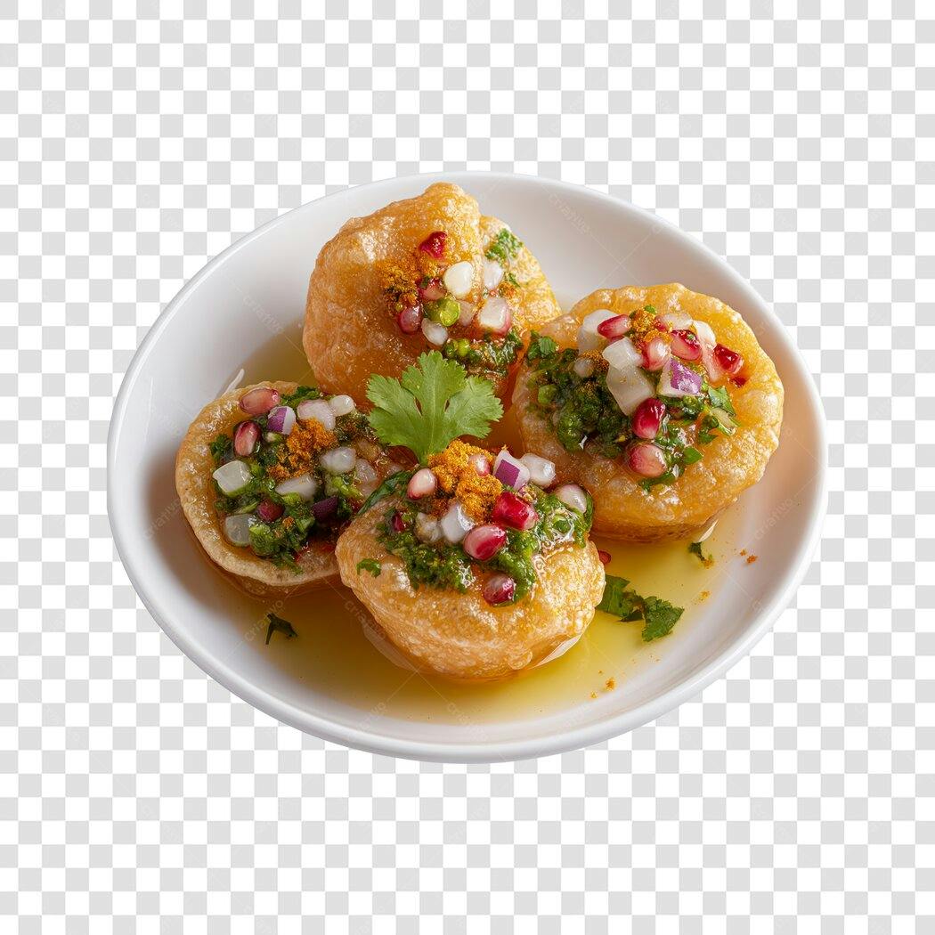 Foto Recortada Pani Puri Comida Indiana PNG Fundo Transparente