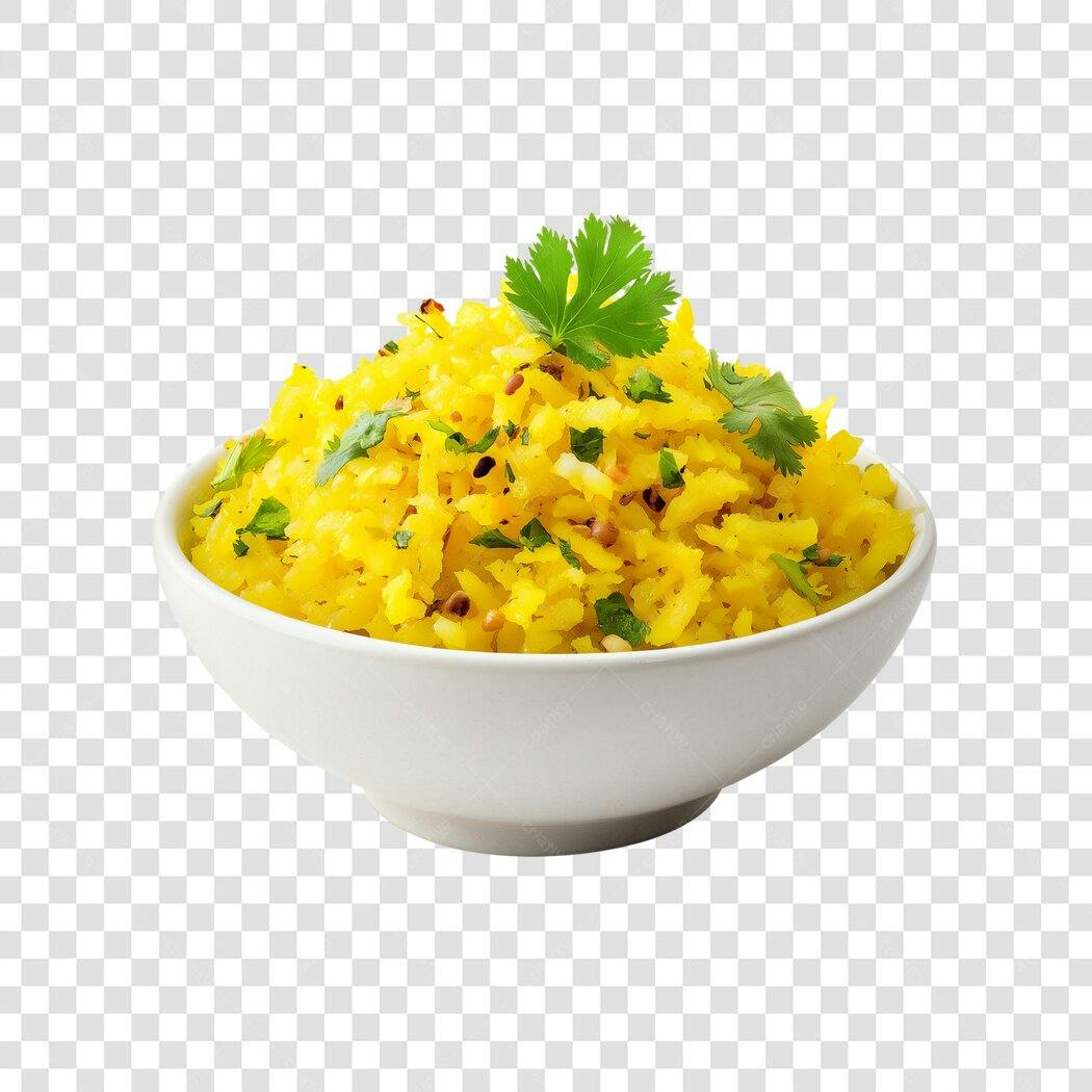 Foto Recortada Arroz Amarelo com Salsa PNG Fundo Transparente