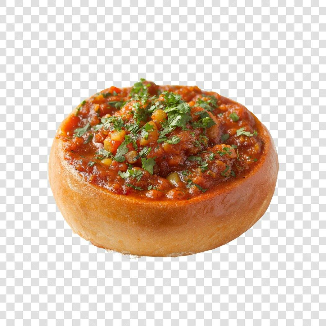 Foto Recortada Pão Italiano Recheado Molho Bolonhesa PNG Fundo Transparente