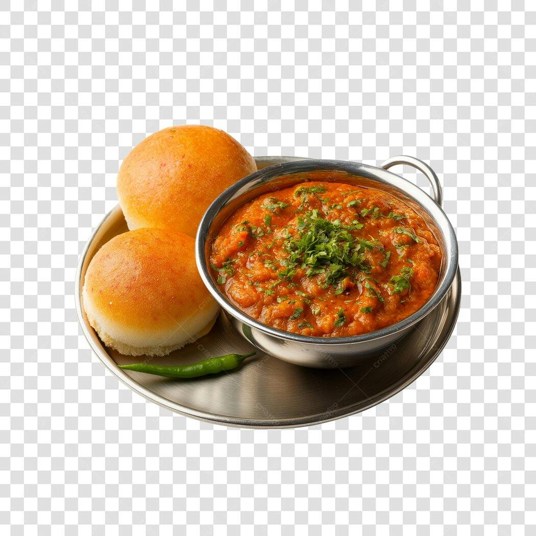 Foto Recortada Pav Bhaji Pão Pimenta Indiana PNG Fundo Transparente