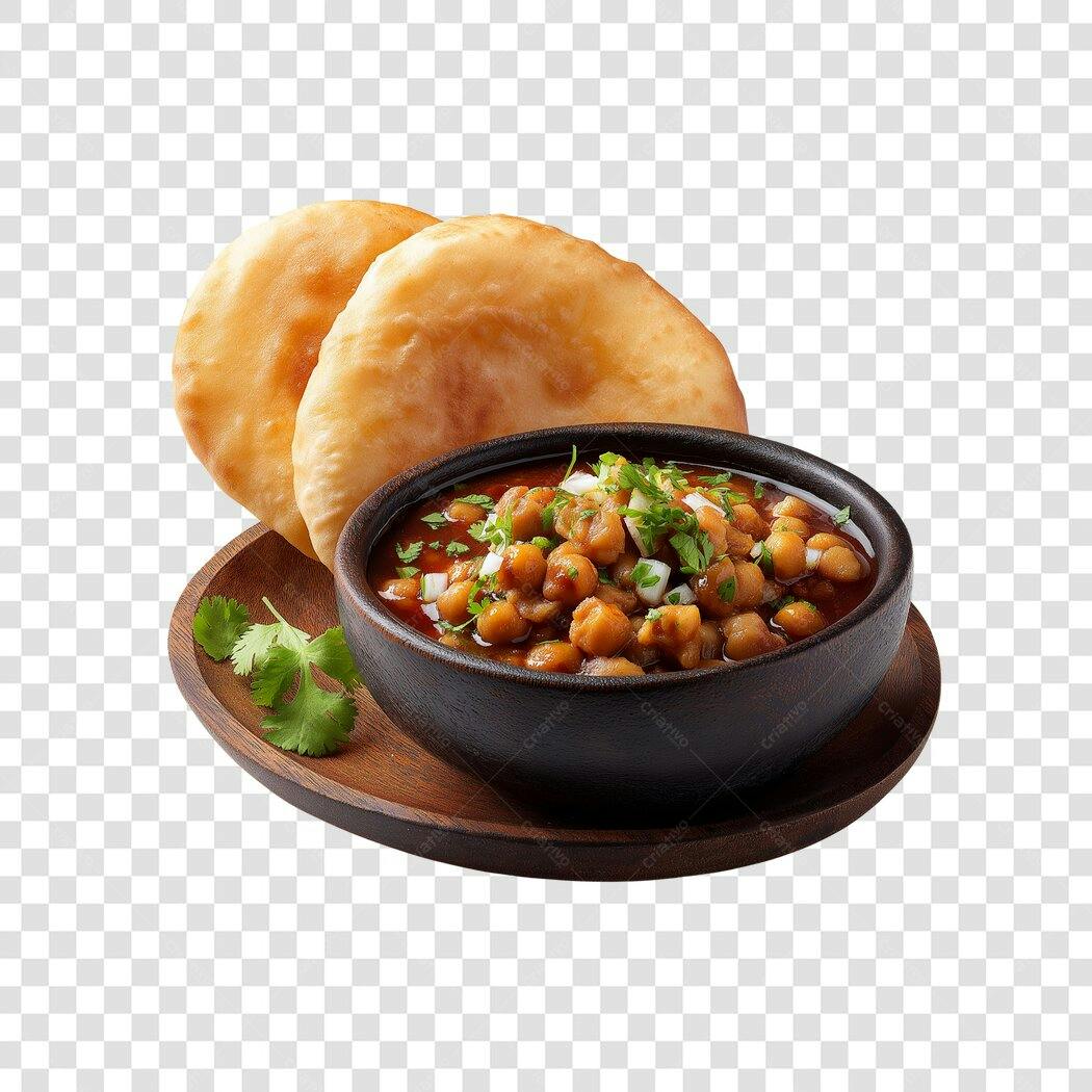 Foto Recortada Chana Masala Pão Indiano PNG Fundo Transparente