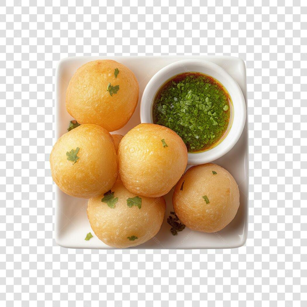 Foto Recortada Bolinho de Chuva Molho Verde PNG Fundo Transparente