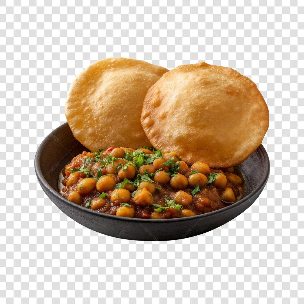 Foto Recortada Chole Bhature Comida Indiana PNG Fundo Transparente