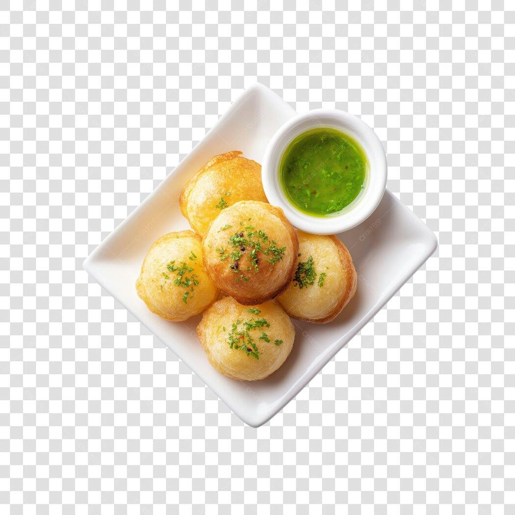 Foto Recortada Bolinho de Chuva Molho Verde PNG Fundo Transparente