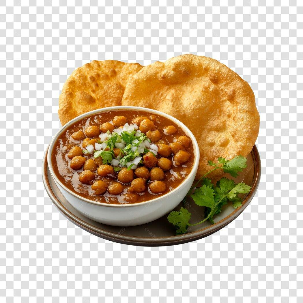 Foto Recortada Chana Masala Pão Indiano PNG Fundo Transparente