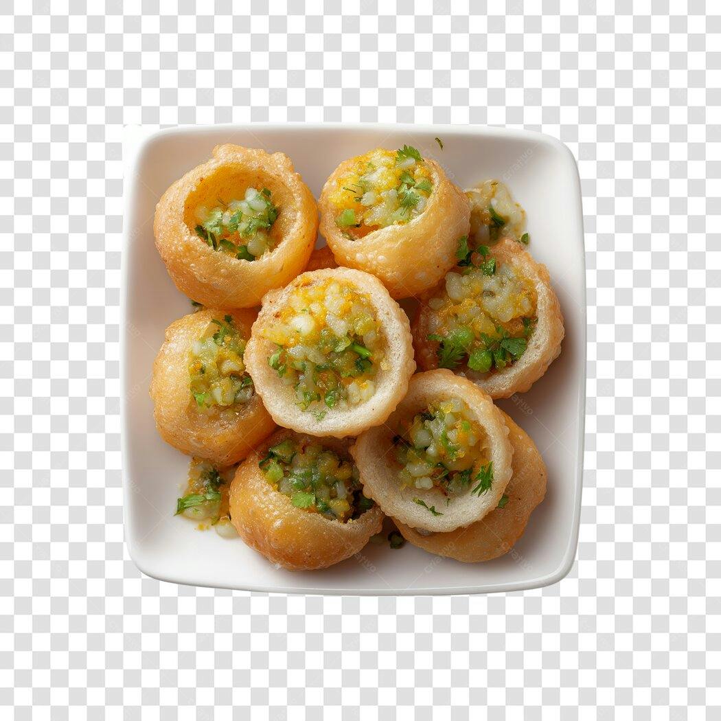 Foto Recortada Pani Puri Comida Indiana PNG Fundo Transparente