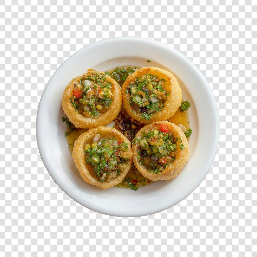 Foto Recortada Pani Puri Comida Indiana PNG Fundo Transparente